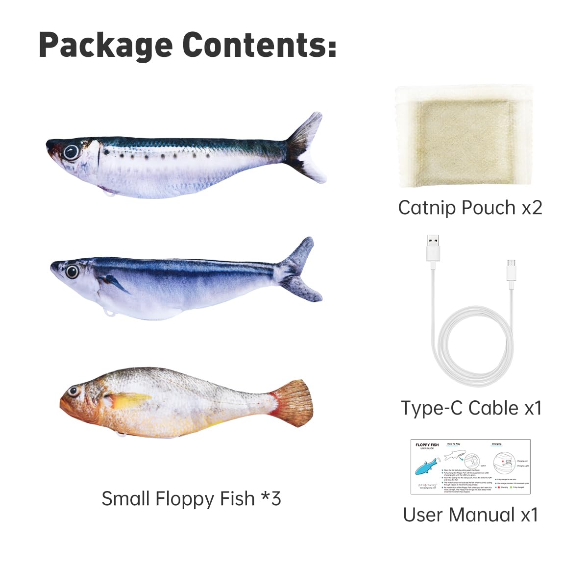 Sakerplus® Realistic Flopping Fish Cat Toys 3 pack